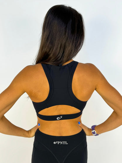 ICON Twist Pocket Sports Bra- Back to Black