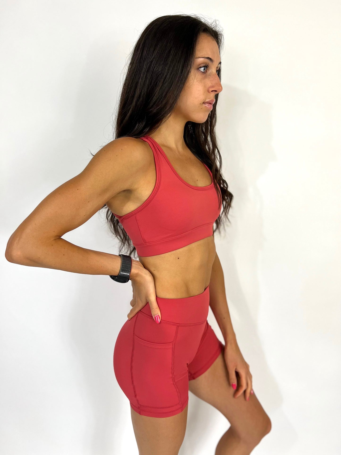 Faster Than Light Sports Bra- Coral