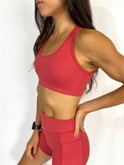 Faster Than Light Sports Bra- Coral