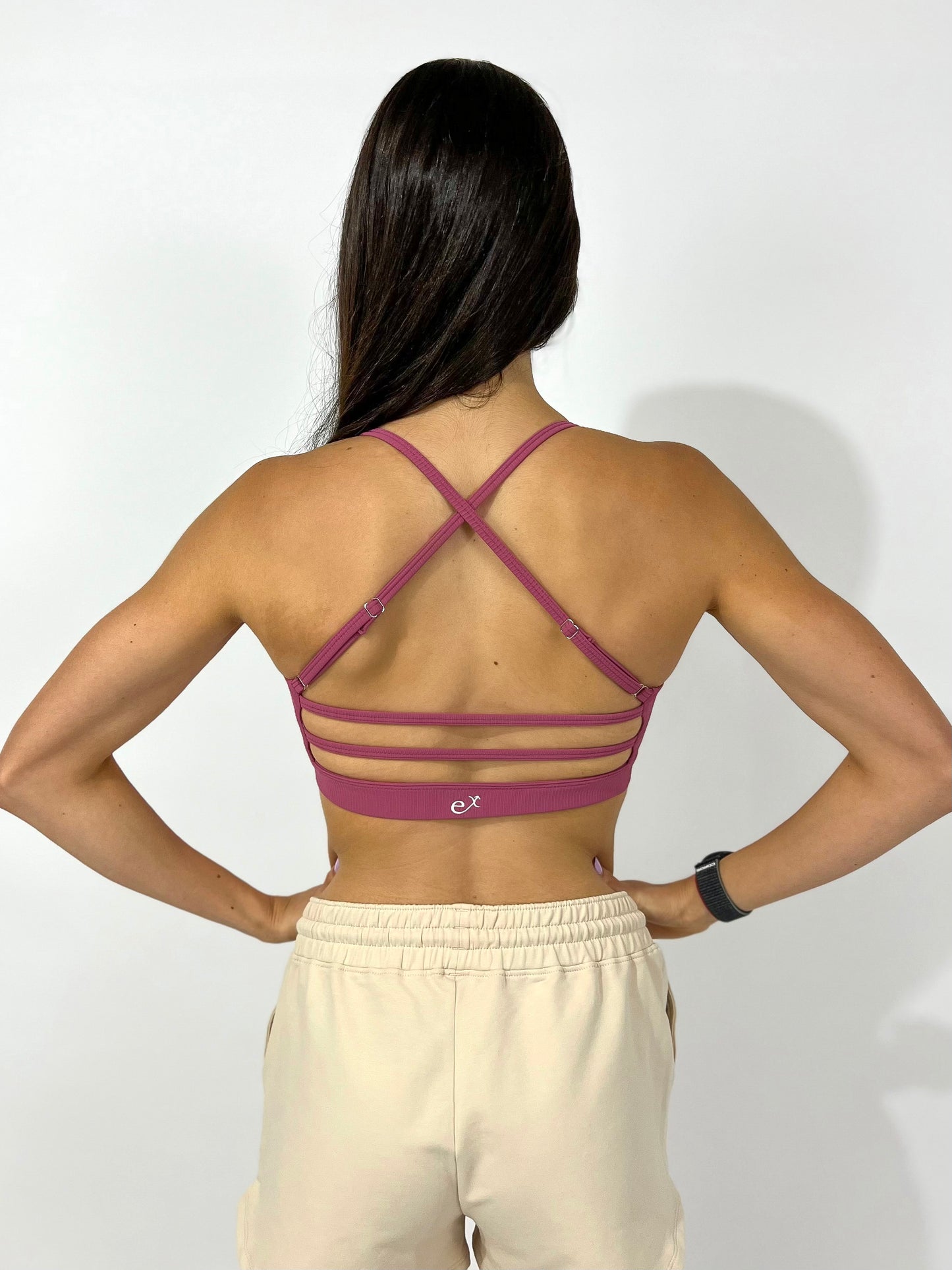 Freestyle Ribbed Sports Bra- Rose Gold
