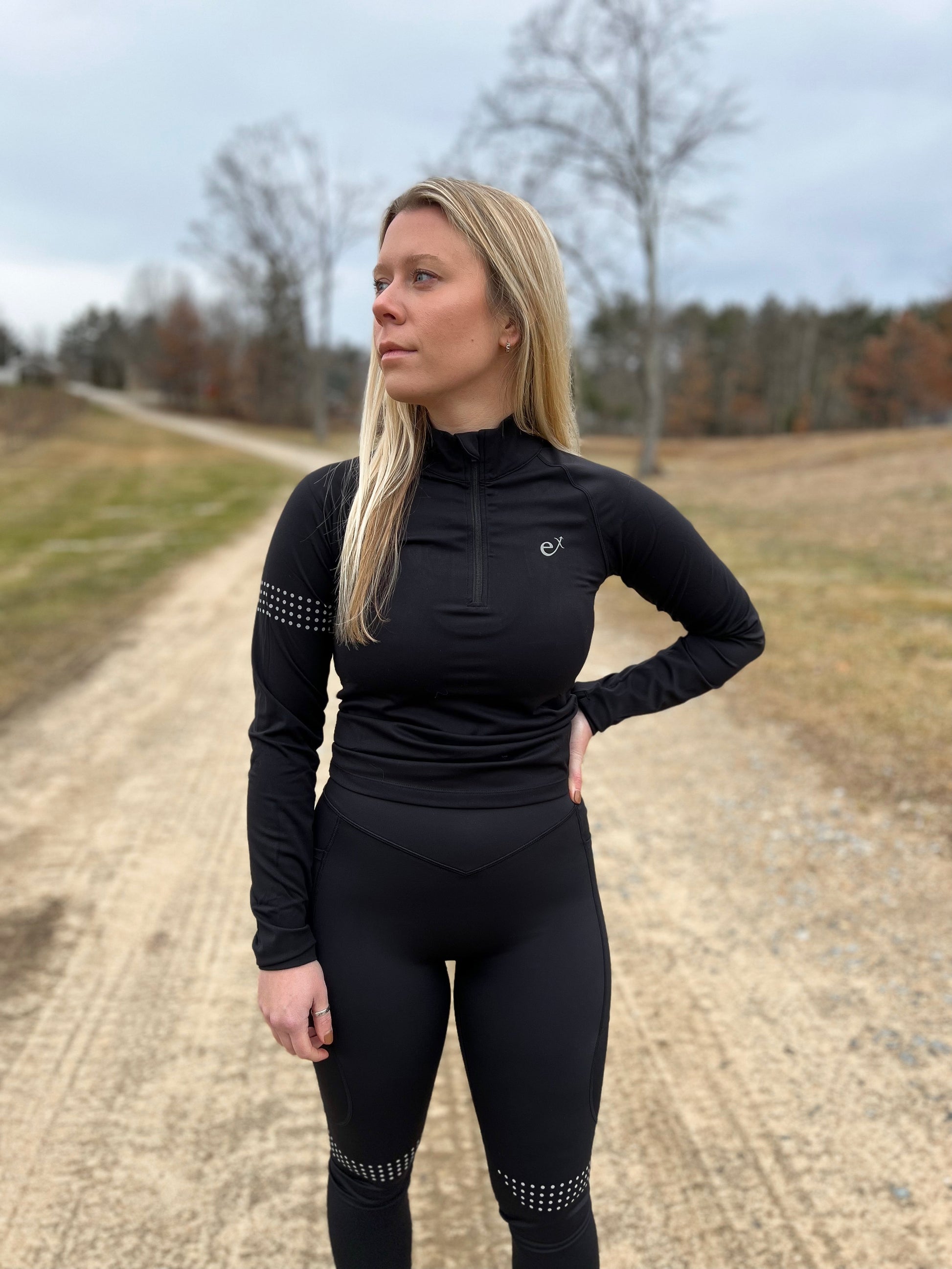 Winter running quarter zip with reflective designs so you are seen at night while running. Soft, durable, and functional all in one top. 